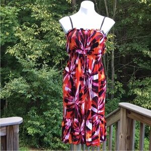 Bison Bisou fiery flowers fireworks ruffled flouncy hem dress size 8